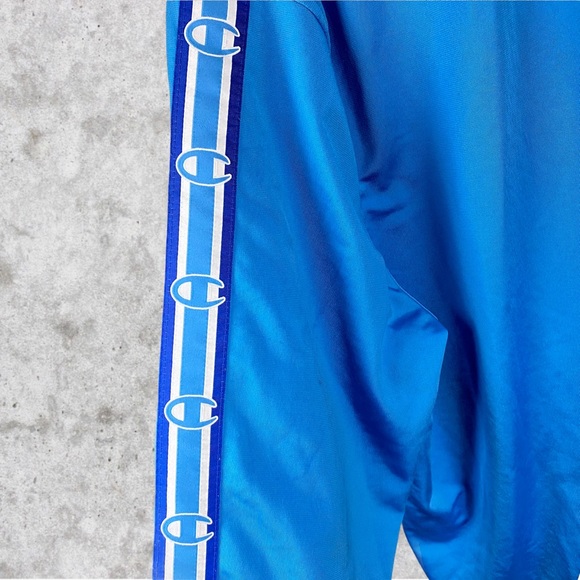 Champion Big C Life Embroidered Long Sleeve Zip Up Varsity Track Jacket Blue - Picture 9 of 16